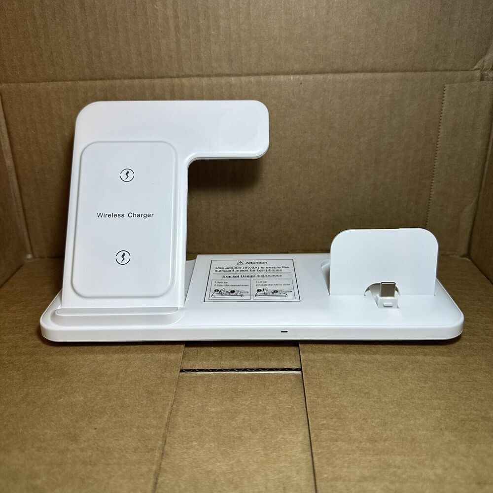 4 in 1 Wireless Charger, 15W Fast Charging Station Dock W/USB C Port.